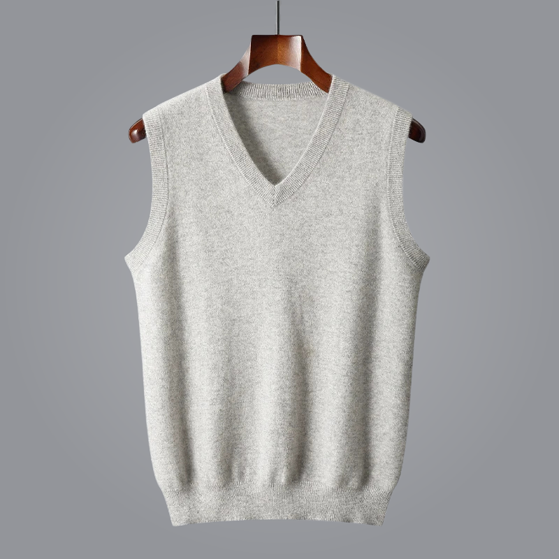 Lioren — Pure Cashmere V-Neck Vest with Tailored Fit