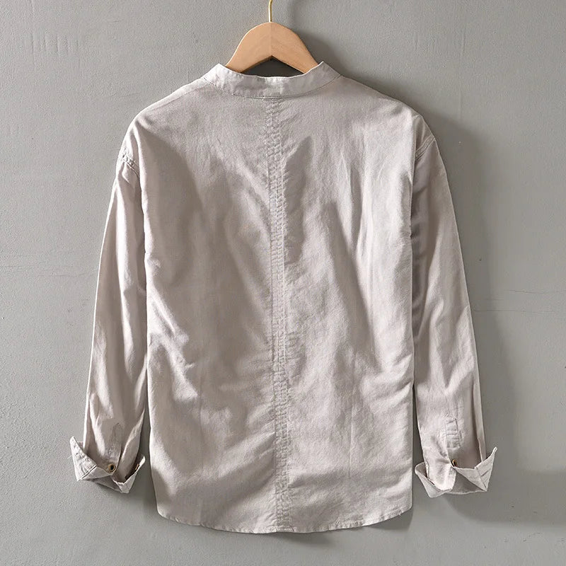 Renlo — Lightweight Linen Shirt with Mandarin Collar for Comfort