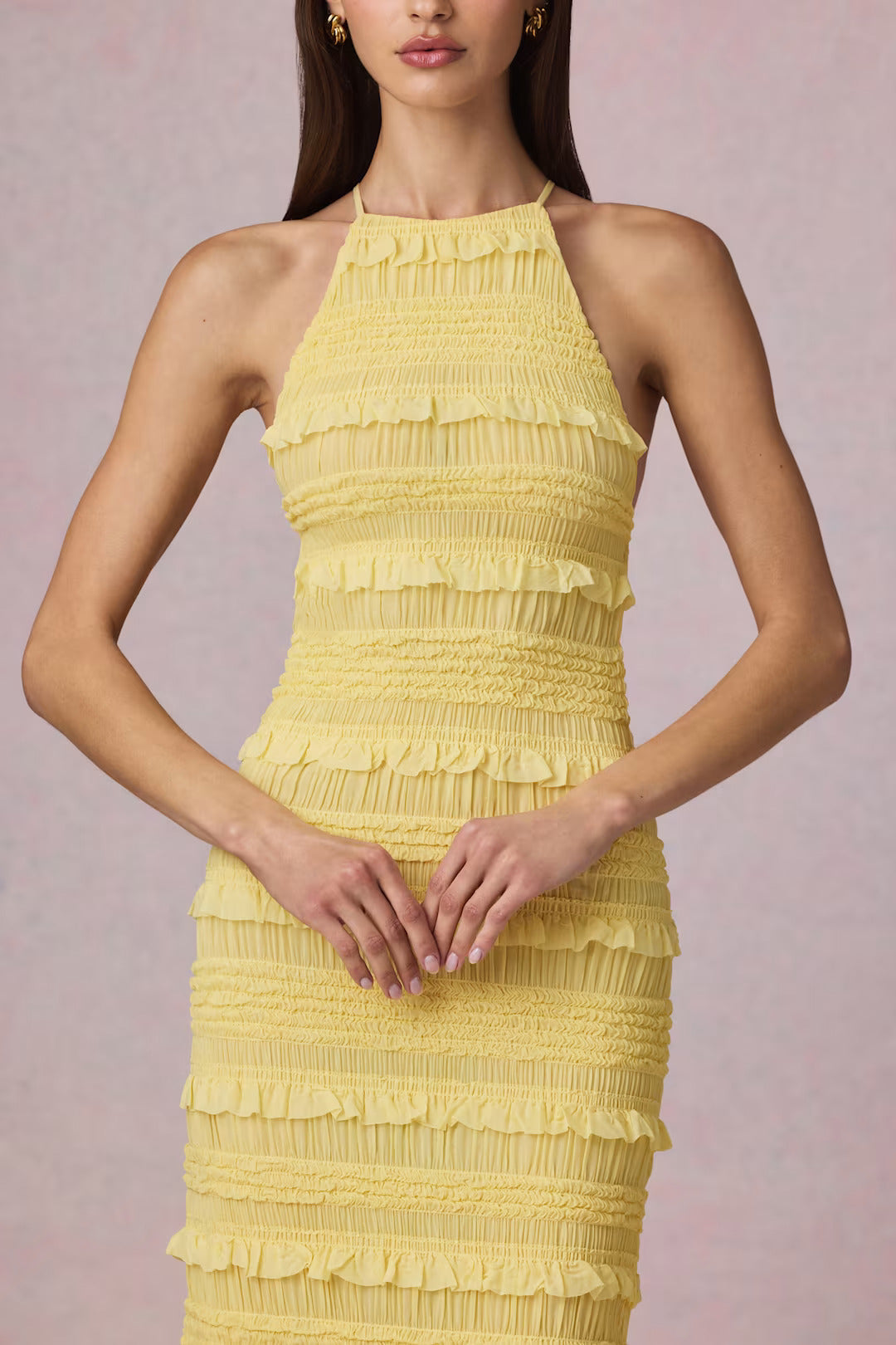 Clarellea — Halter Neck Maxi Dress with Ruffled Open Back