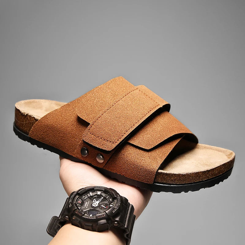 Linora — Men's Genuine Suede Leather Sandals with Adjustable Straps