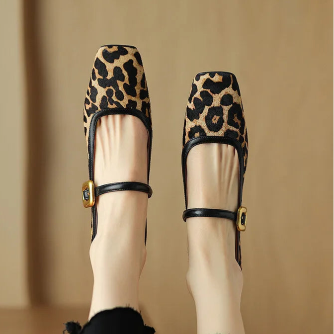 Embera — Genuine Horsehair Square-Toe Pumps with Low Block Heel