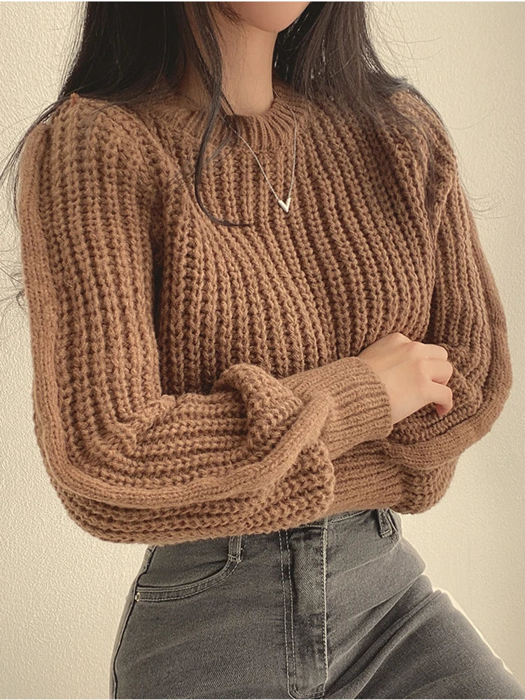 Liora — Vintage Lantern Sleeve Sweater with Loose Fit for Women