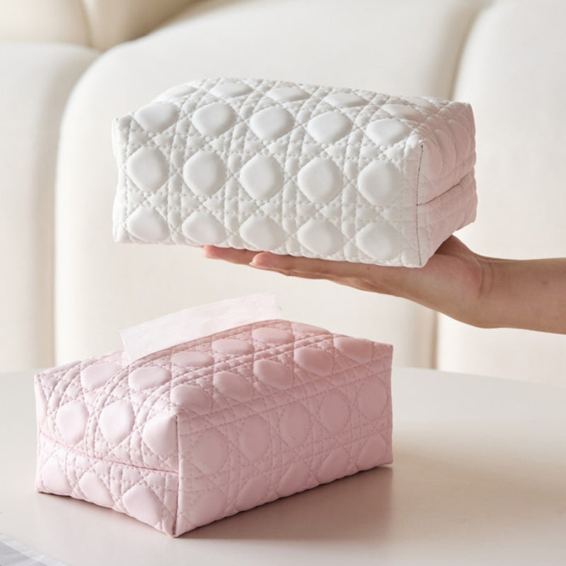 Velora — Quilted Faux Leather Tissue Holder with Modern Design