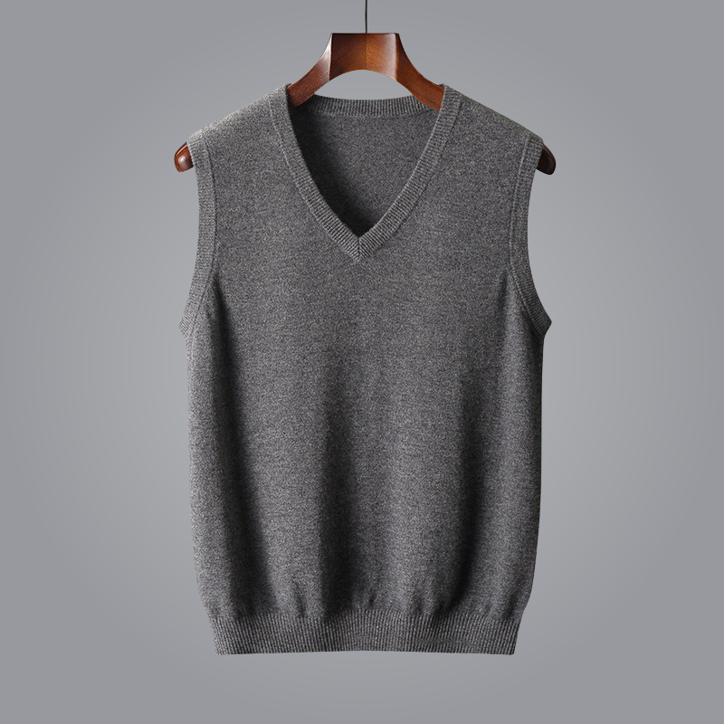 Lioren — Pure Cashmere V-Neck Vest with Tailored Fit