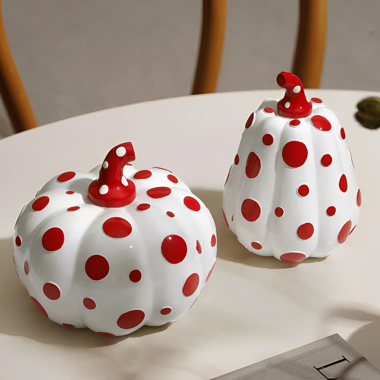 Liora — Polka Dot Resin Pumpkin Decor with Glossy Finish