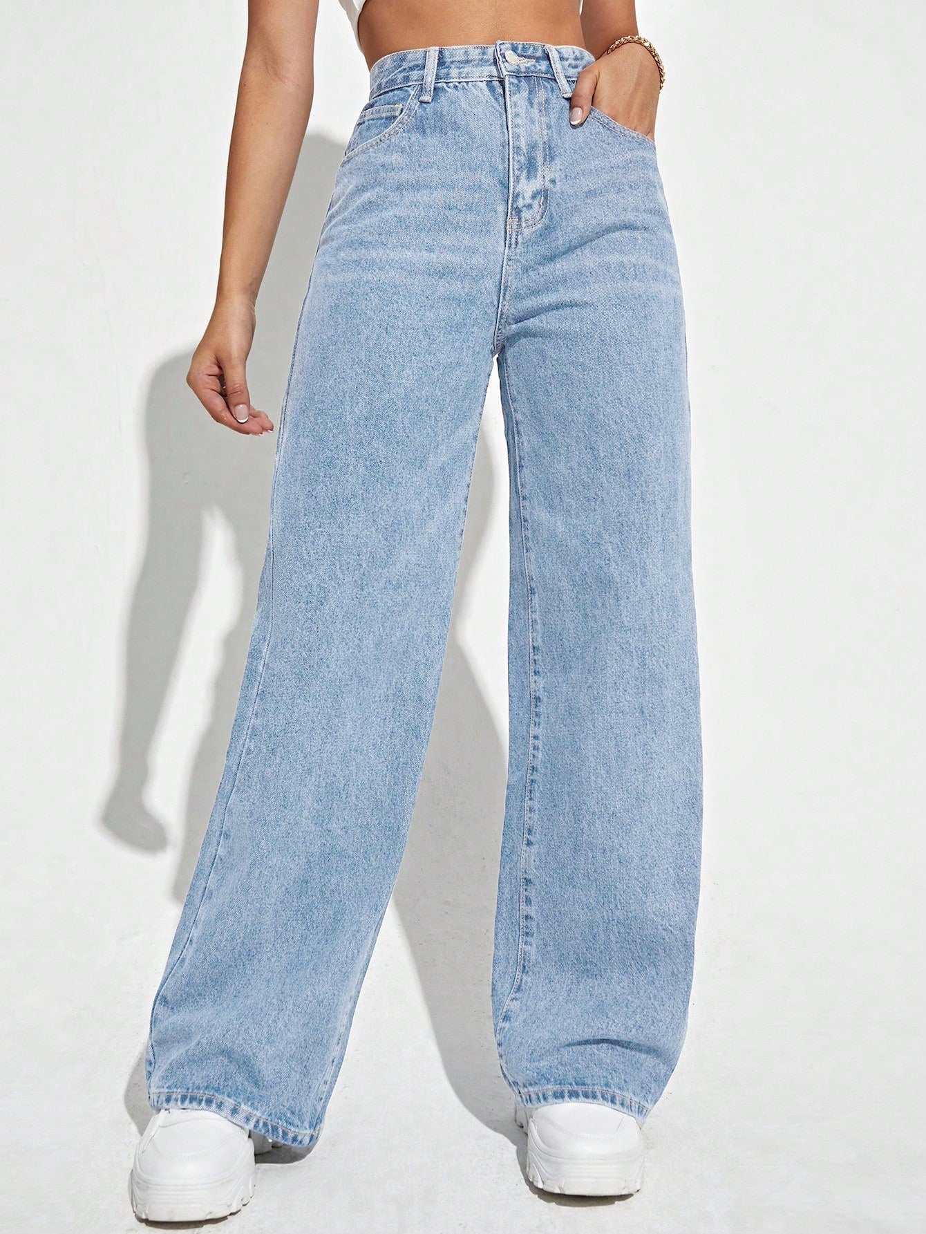 Marlenox — High-Rise Wide-Leg Denim Jeans with Soft Wash Finish
