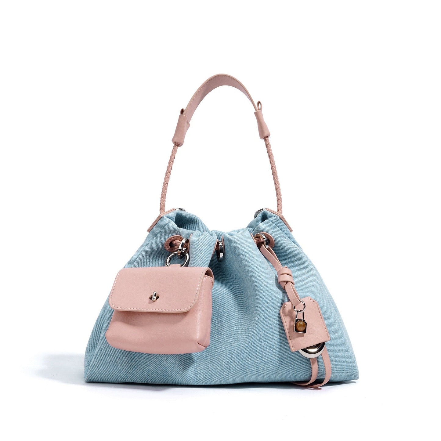 Arlenis — Women’s Genuine Leather and Denim Patchwork Hobo Bag
