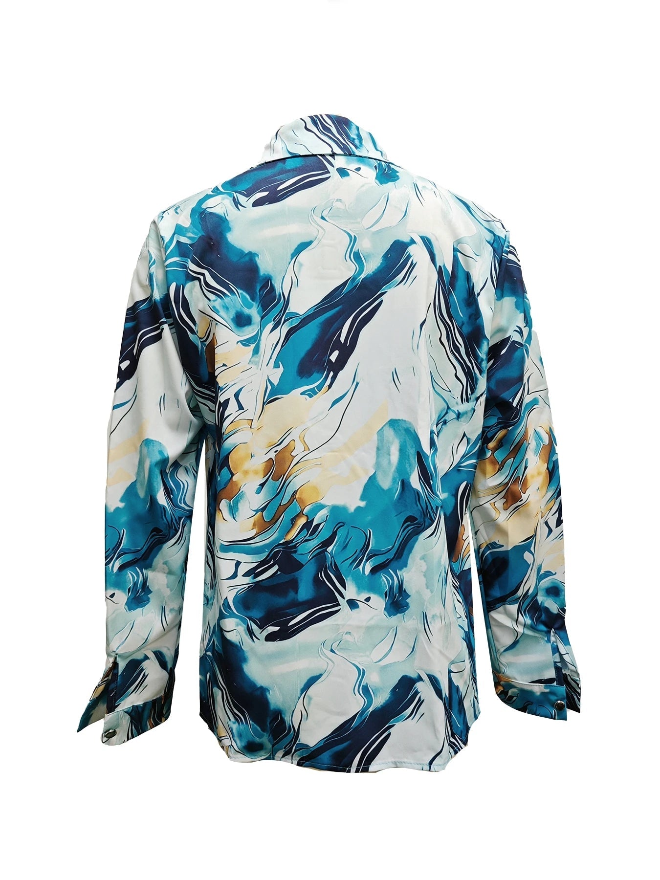 Madryn — Satin Silk Blend Button-Up Shirt with Marble Gloss Finish