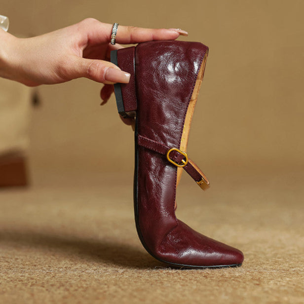 Ellara — Genuine Leather Mary Jane Pumps with Metal-Bit Strap