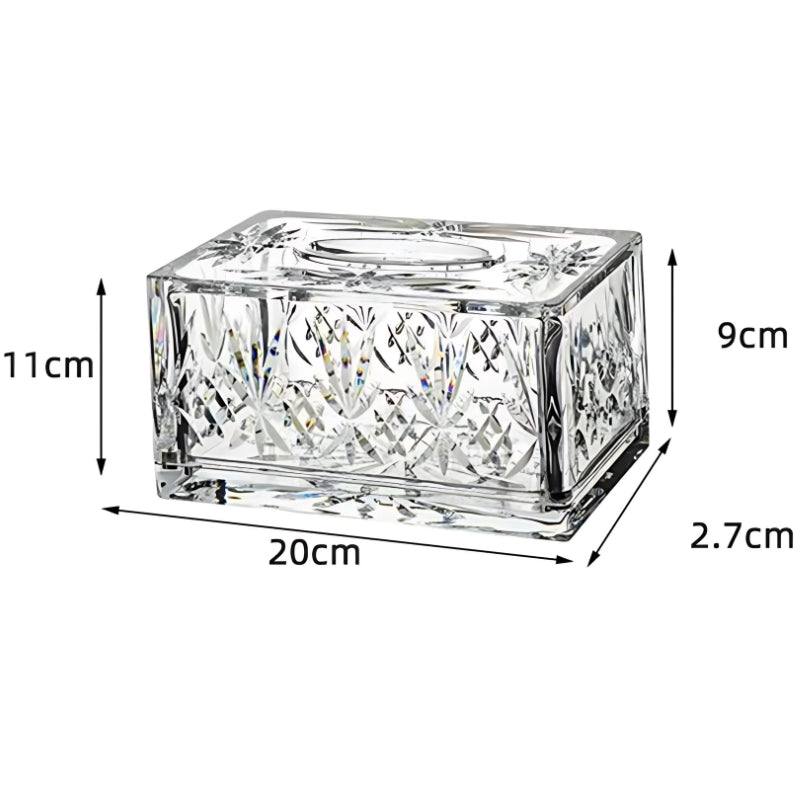 Valen — Faceted Acrylic Tissue Box with Crystal Detailing