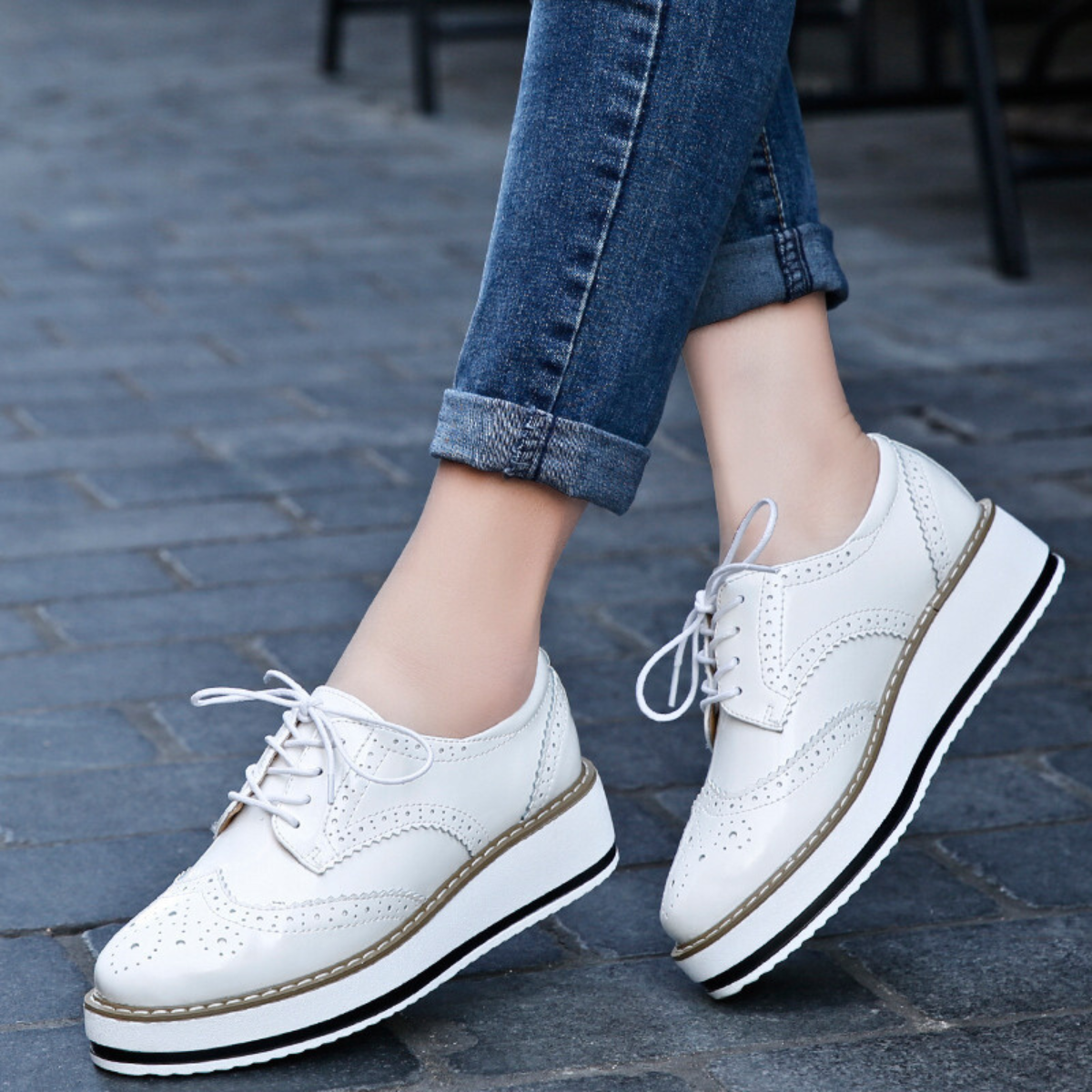 Avalen Platform Oxfords — Glossy Patent Leather Shoes with Chunky Sole