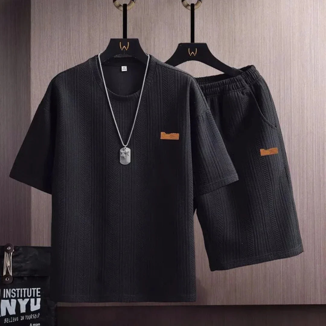 Norla Lounge Set — Breathable Knit Tee and Drawstring Shorts
