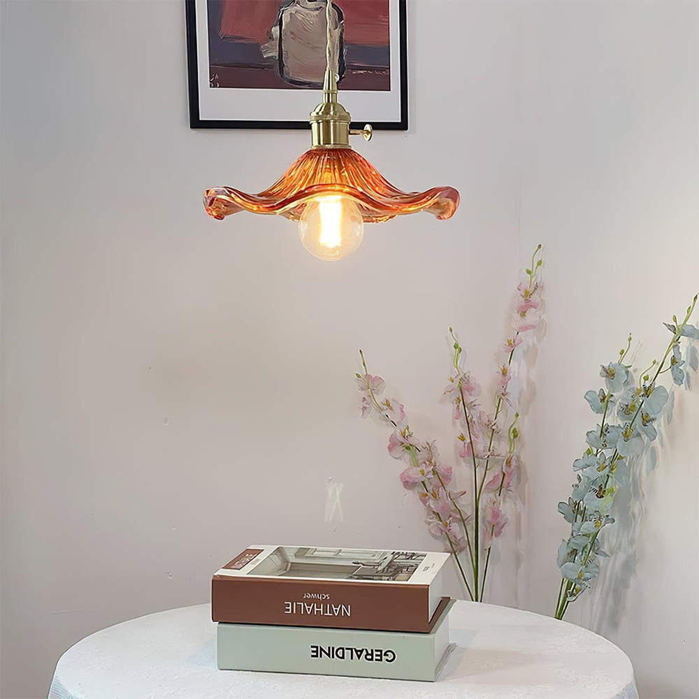 Liora — Floral Glass LED Pendant Light with Warm Glow