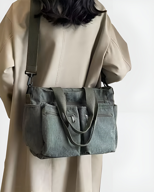 Lornell Cord Tote — Spacious Everyday Bag with Organized Storage