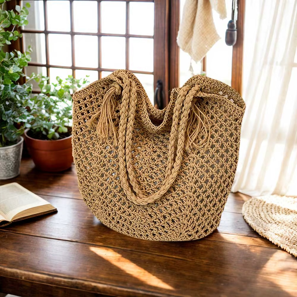 Ardena — Oversized Handcrafted Cotton Crochet Tote with Tassels