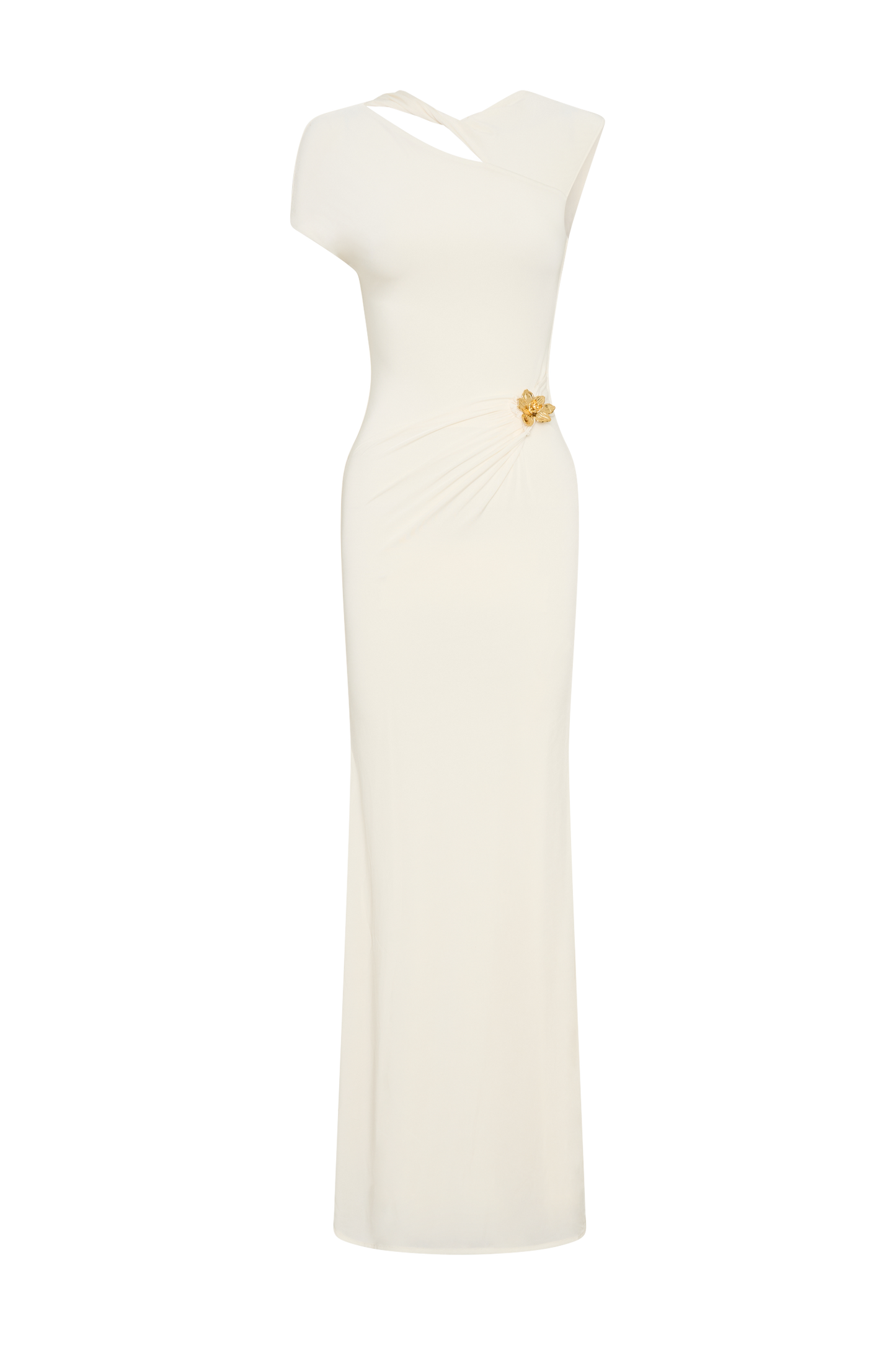 Zentara Slinky Maxi Dress With Hardware - Ivory