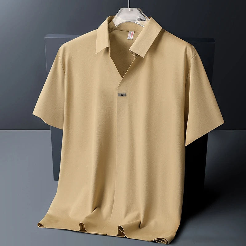 Virello — Men’s Lightweight Ice Silk Shirt with Open Collar