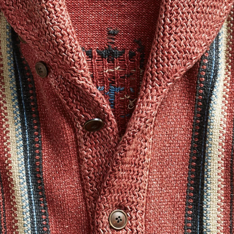 Dalton — Men’s Vintage Jacquard Knit Cardigan with Lapel Collar