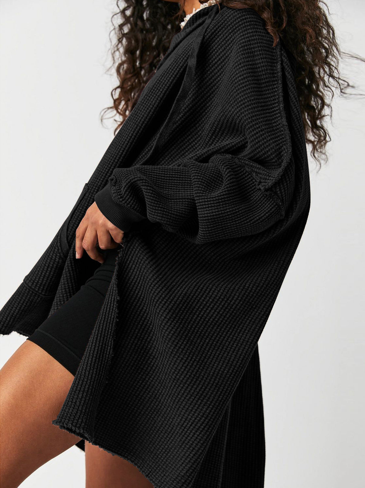 Soarion Waffle Hoodie — Oversized Soft Knit Pullover with Adjustable Hood