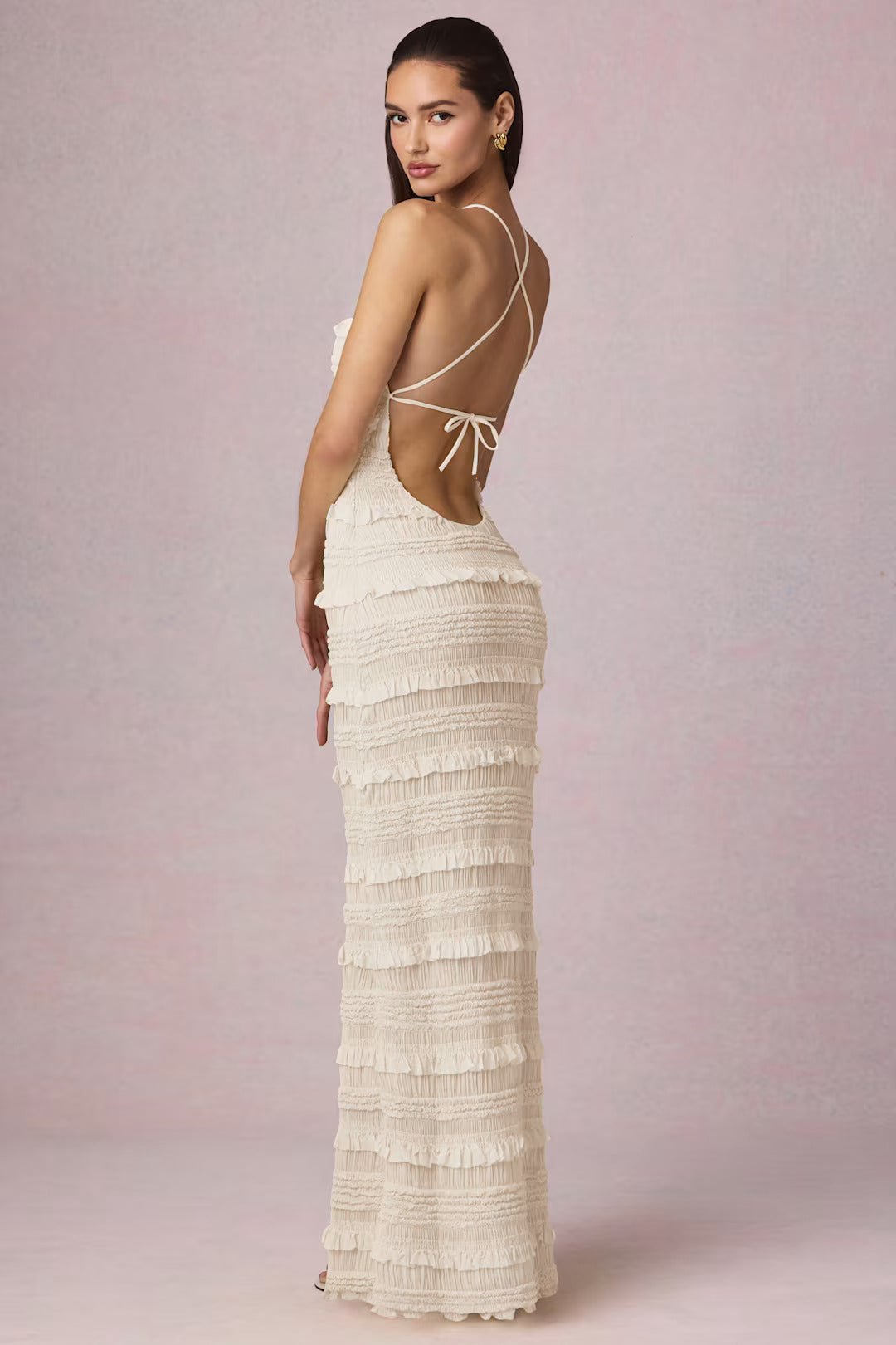 Clarellea — Halter Neck Maxi Dress with Ruffled Open Back