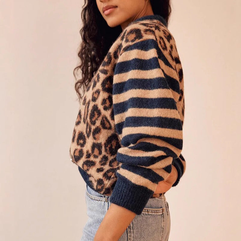 Tavira — Leopard Print Knit Cardigan with Relaxed Fit