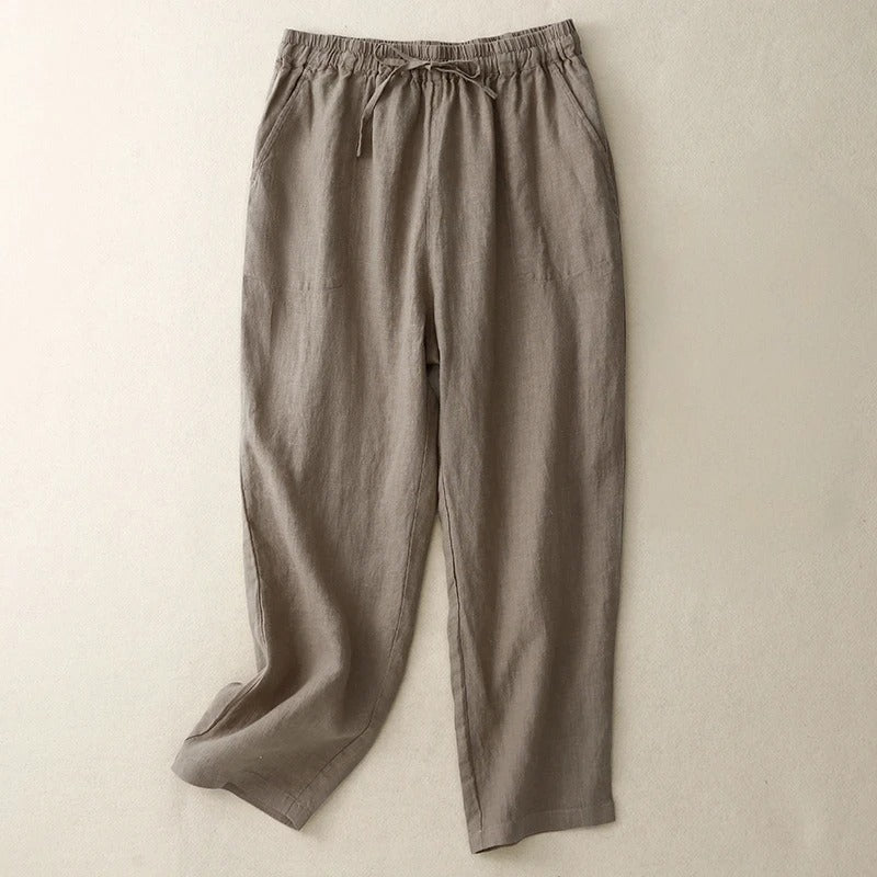 Elowen Linen Pants — Lightweight Breathable Pants with Adjustable Waist
