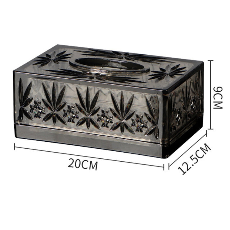 Valen — Faceted Acrylic Tissue Box with Crystal Detailing