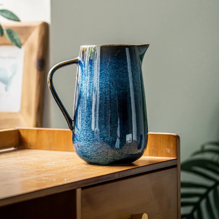 Calderin — Blue Ceramic Pitcher with Kiln-Fired Durable Glaze