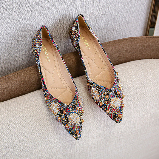 Liora — Hand-Embellished Beaded Flats with Cushioned Comfort