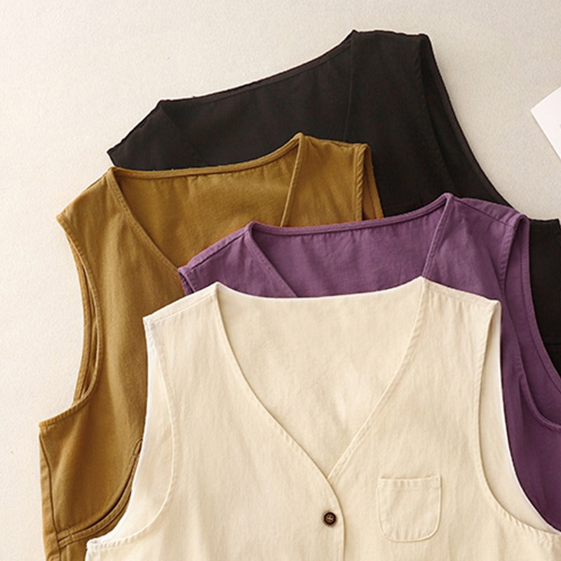 Soren Vest — Lightweight Cotton Linen Vest with Spacious Pockets