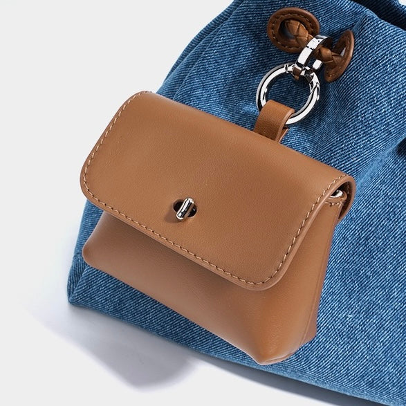 Arlenis — Women’s Genuine Leather and Denim Patchwork Hobo Bag