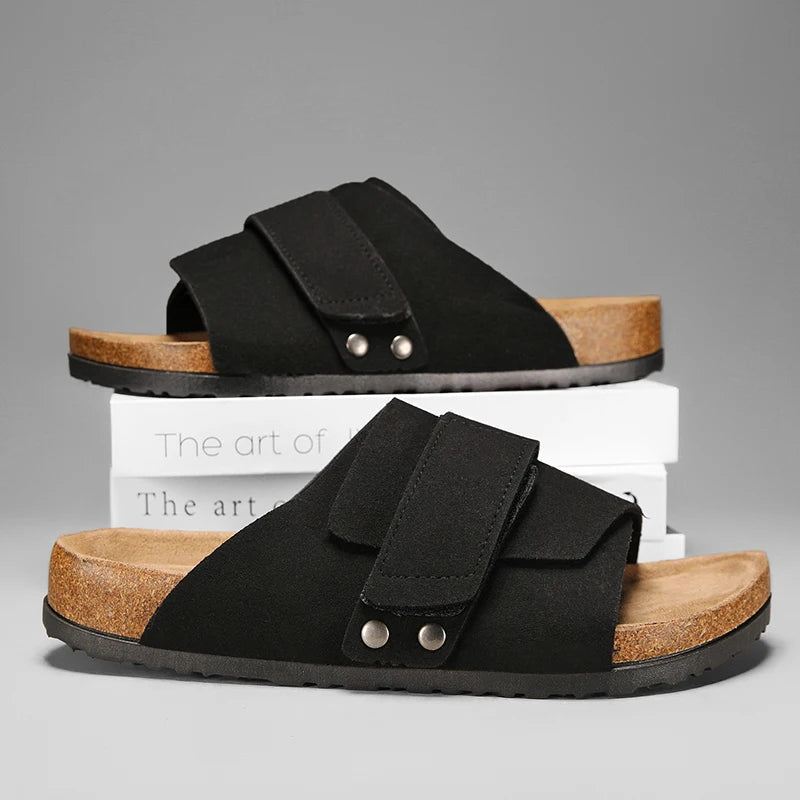 Linora — Men's Genuine Suede Leather Sandals with Adjustable Straps