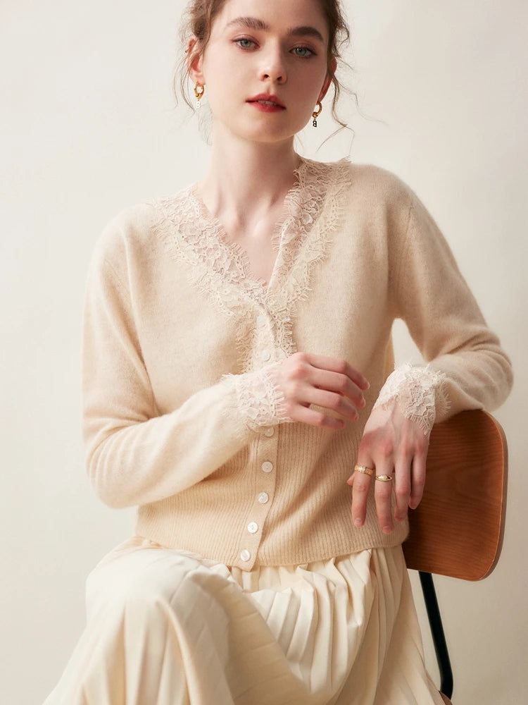 Sorrelis — Women's Cashmere Lace Cardigan for Layering