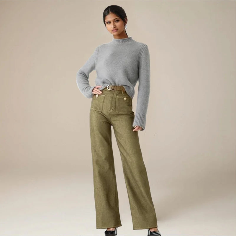 Liora Jeans — High-Waist Loose Denim Trousers with Stretch Fabric