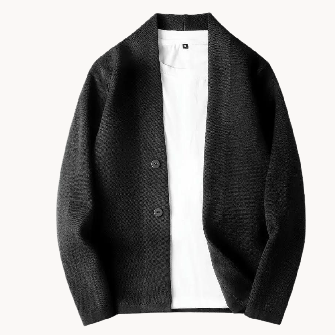 Larken Knit Cardigan — Slim-Fit Polyester Blend Sweater for Cooler Days