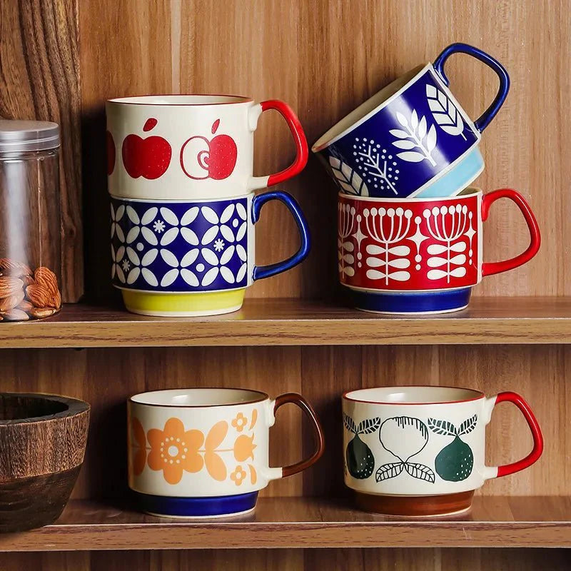 Marlowe Stack Mugs — Midcentury Ceramic Coffee Mugs with Space-Saving Design