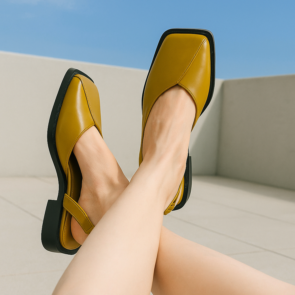 Renleya — Sculptural Slingback Flats with Eco Leather Upper