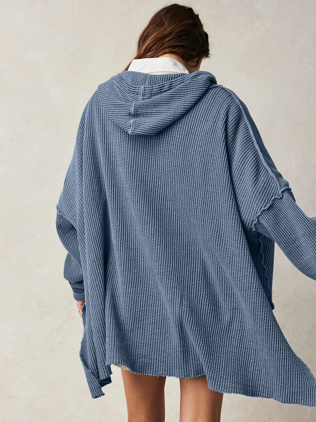 Soarion Waffle Hoodie — Oversized Soft Knit Pullover with Adjustable Hood
