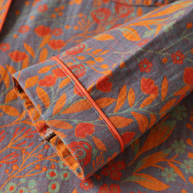 Liora — Floral Jacquard Cotton Loungewear Set with Lightweight Comfort