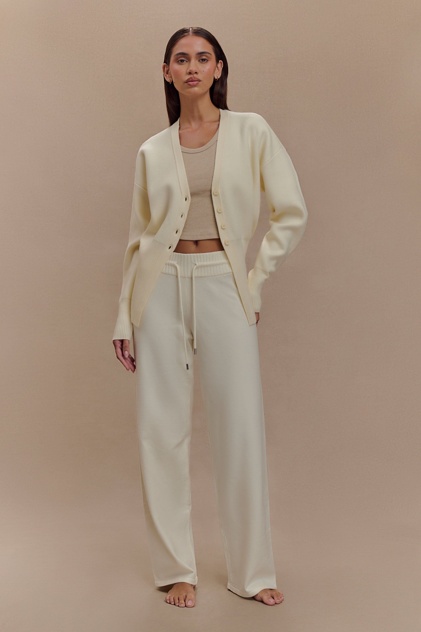 Vexora Buttoned Oversized Cardigan - Ivory
