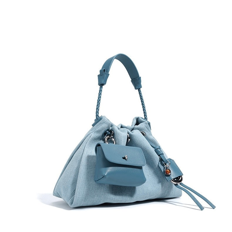 Arlenis — Women’s Genuine Leather and Denim Patchwork Hobo Bag