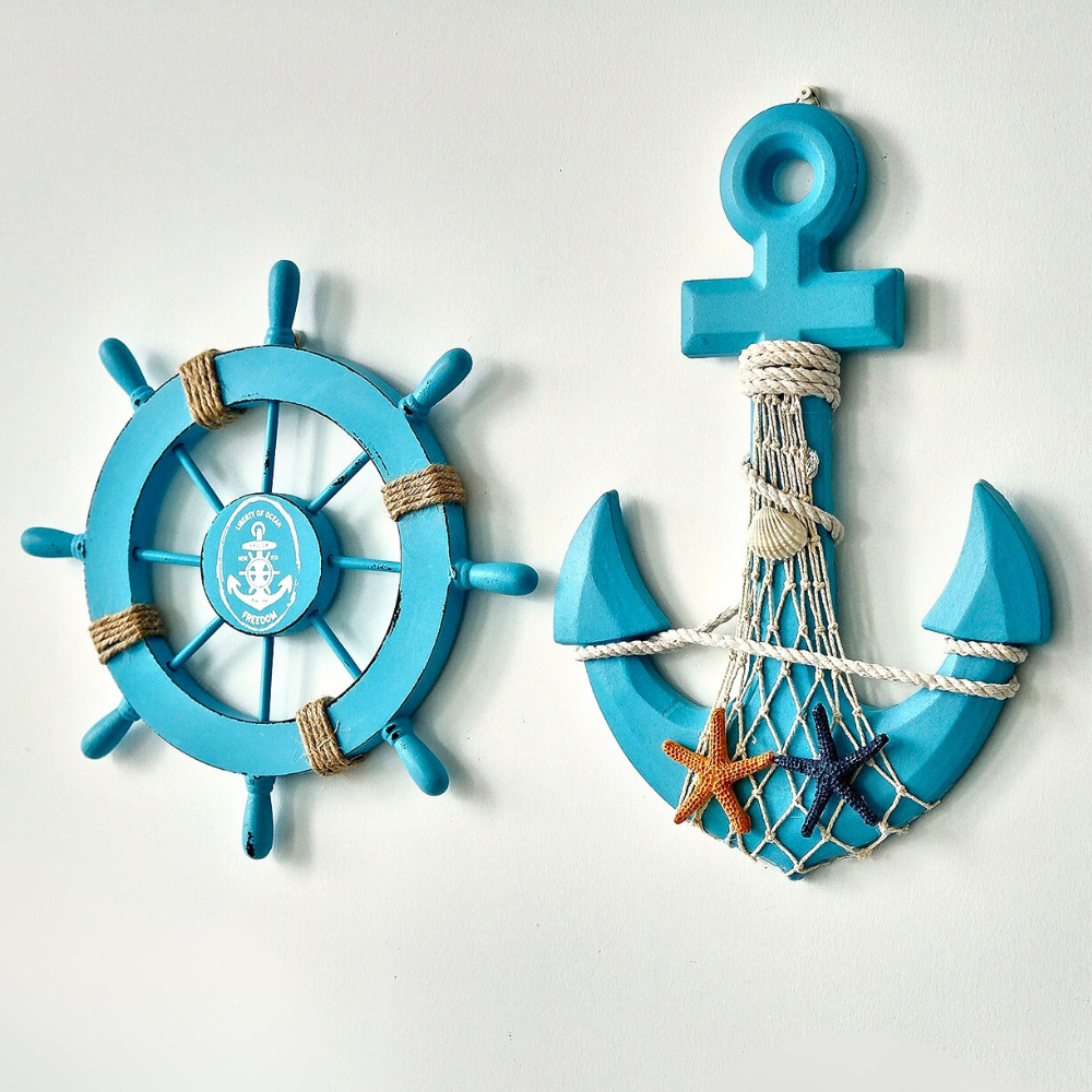 Marineris — Coastal Nautical Wall Decor Set with Hooks