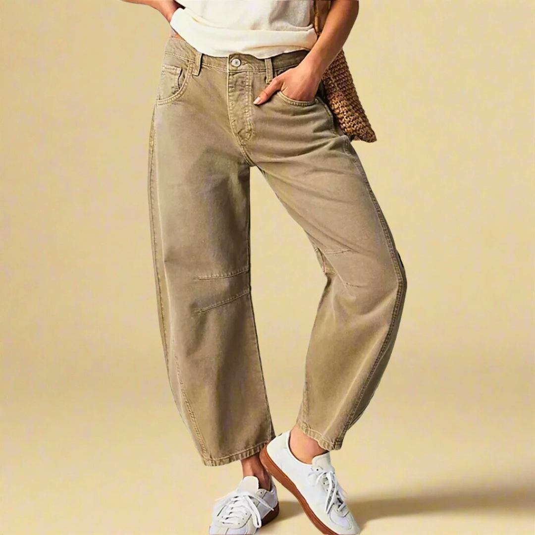Norla Vintage Jeans — Cropped Soft Cotton with Knee Stripe Detail
