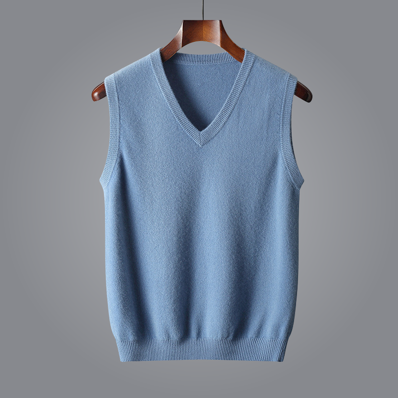 Lioren — Pure Cashmere V-Neck Vest with Tailored Fit