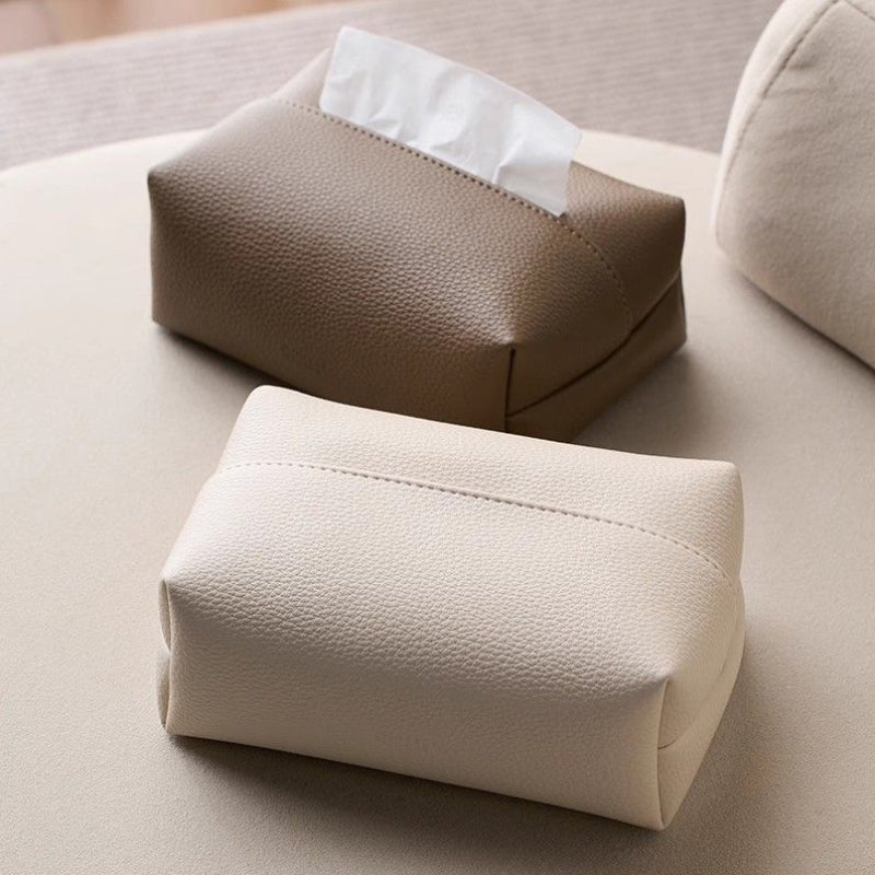 Larkon — Pebbled Faux Leather Tissue Holder with Minimalist Design