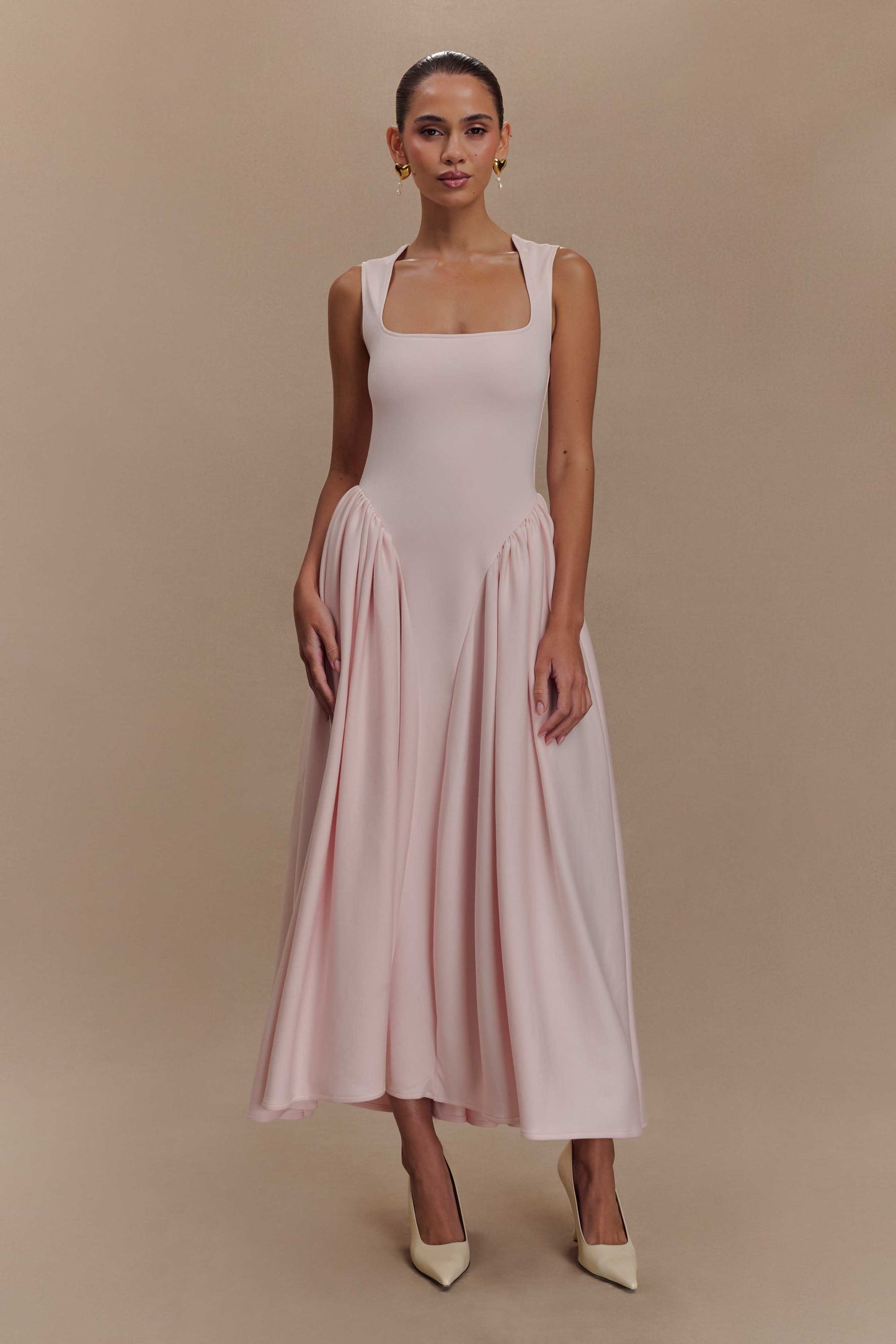Alvani — Flattering Midi Dress with Structured Fit and Full Skirt