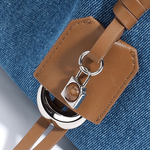 Arlenis — Women’s Genuine Leather and Denim Patchwork Hobo Bag