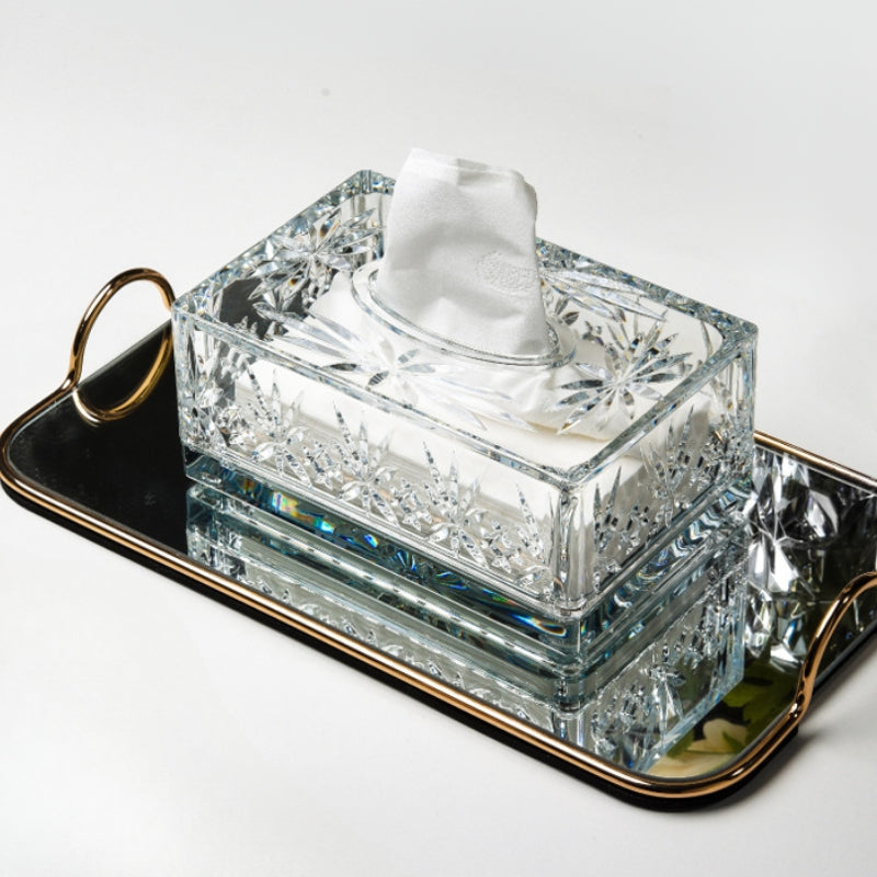 Valen — Faceted Acrylic Tissue Box with Crystal Detailing