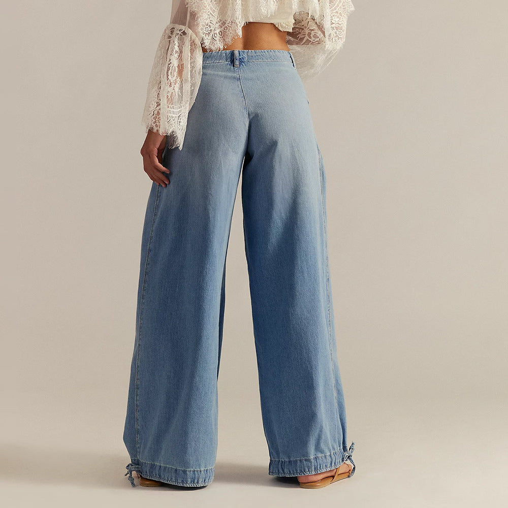 Sorenna — Wide-Leg Cotton Denim Jeans with Boho Pockets