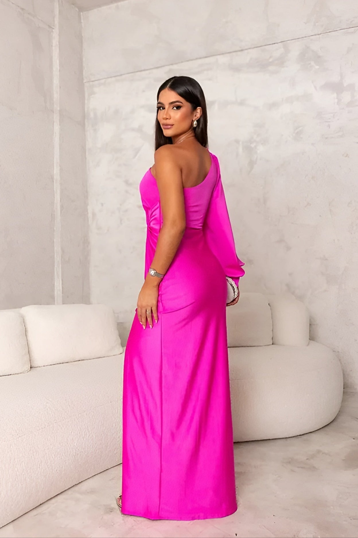 Orlena Satin Maxi Dress — Elegant One-Shoulder Evening Gown